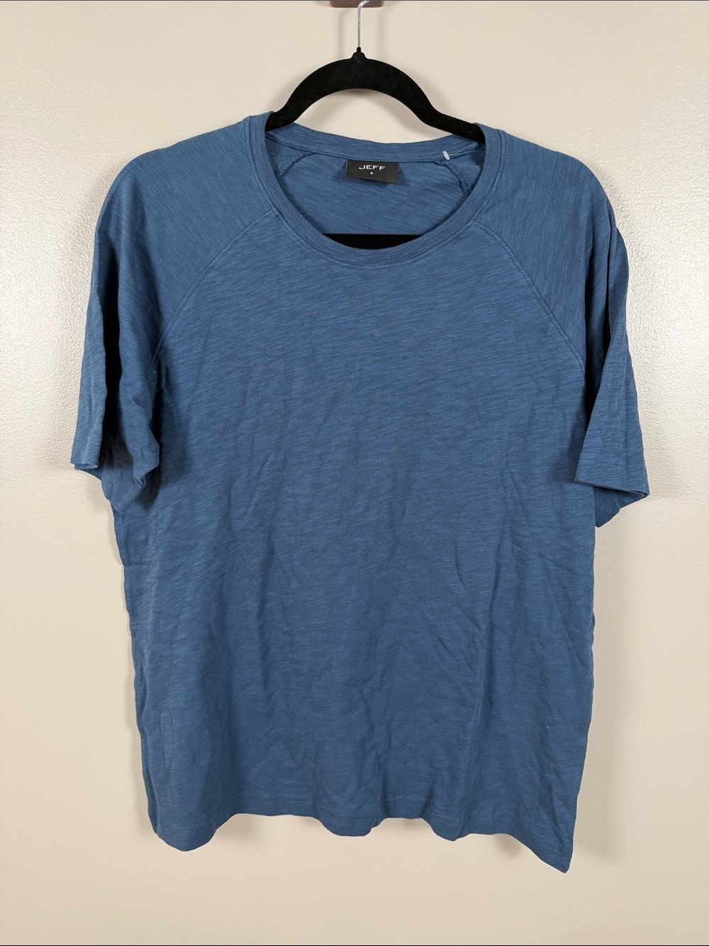 Jeff Men's Short Sleeve Crewneck Tee in Dusty Blue Size Small